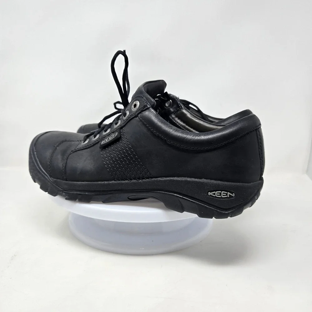 Keen Presidio Black Leather Oxford Walking Shoes Mens Low Top Sneakers